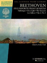 Book Cover for BEETHOVEN FIVE FAVORITE PIANO SONATAS NOS 1 8 14 17 26 PIANO BOOK by Ludwig Van Beethoven