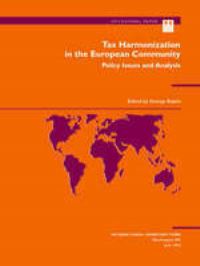 Book Cover for Tax Harmonization in the European Community by George Kopits, International Monetary Fund
