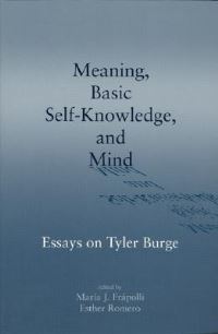 Book Cover for Meaning, Basic Self-Knowledge, and Mind by María José Frápolli, Esther Romero
