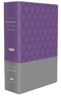 Book Cover for The Jeremiah Study Bible, NKJV: (Purple & Gray Burnished W/ Decorative Pattern) LeatherLuxe® by Dr David Jeremiah