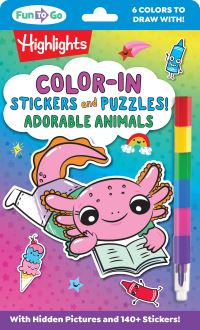 Book Cover for Color-In Stickers and Puzzles! Adorable Animals by Highlights