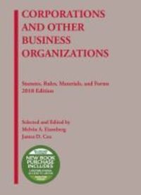 Book Cover for Corporations and Other Business Organizations, Statutes, Rules, Materials and Forms, 2018 by Melvin Eisenberg, James Cox