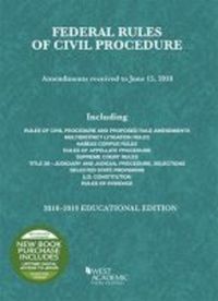 Book Cover for Federal Rules of Civil Procedure, Educational Edition, 2018-2019 by Publishers Editorial Staff