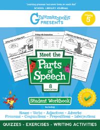 Book Cover for The Parts of Speech Workbook, Grade 5 by Coert Voorhees, Grammaropolis