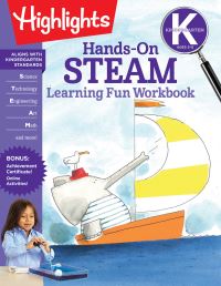 Book Cover for Kindergarten Hands-On STEAM Learning Fun Workbook by Highlights Learning