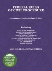 Book Cover for Federal Rules of Civil Procedure, Educational Edition, 2019-2020 by A Benjamin Spencer