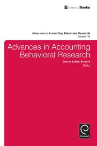 Book Cover for Advances in Accounting Behavioral Research. Volume 16 by Donna Bobek Schmitt