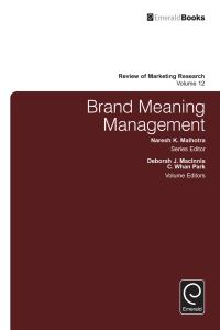 Book Cover for Brand Meaning Management by Naresh K Malhotra, Deborah J MacInnis, C Whan Park