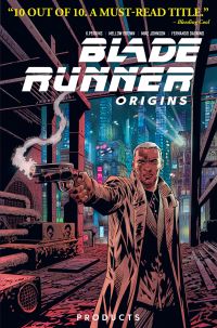 Book Cover for Blade Runner Origins. Products by K Perkins, Mellow Brown, Mike Johnson