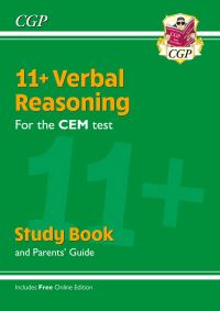Book Cover for 11+ CEM Verbal Reasoning Study Book (With Parents' Guide & Online Edition) by CGP Books