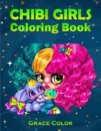 Book Cover for Chibi Girls Coloring Book by Grace Color