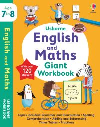 Book Cover for Usborne English and Maths Giant Workbook 7-8 by Holly Bathie, Jane Bingham, Caroline Young, Hannah Watson