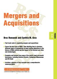 Book Cover for Mergers and Acquisitions by Broc Romanek, Cynthia M Krus