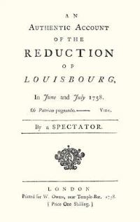 Book Cover for Authentic Account of the Reduction of Louisbourg in June and July 1758 by William