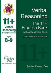 Book Cover for 11+ Verbal Reasoning Practice Book With Assessment Tests (Ages 8-9) for the CEM Test by CGP Books