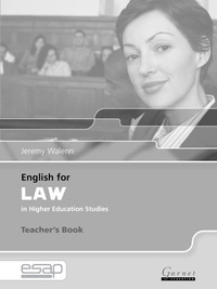 Book Cover for English for Law in Higher Education Studies. Teacher's Book by Jeremy Walenn