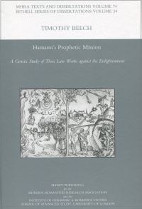 Book Cover for Hamann's Prophetic Mission by T J Beech, Modern Humanities Research Association, University of London