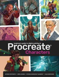 Book Cover for Beginner's Guide to Digital Painting in Procreate. Characters by Antonio Stappaerts, Jordi Lafebre, Fatemeh Haghnejad, Olga Andriyenko