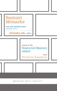 Book Cover for New and Selected Poems by Samuel Menashe, Christopher Ricks