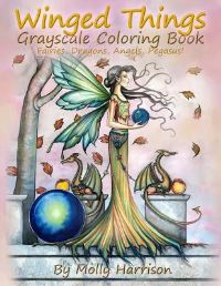 Book Cover for Winged Things - A Grayscale Coloring Book For Adults by Molly Harrison