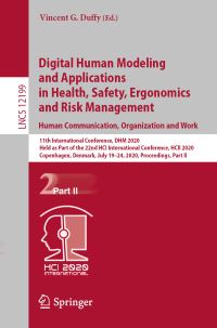 Book Cover for Digital Human Modeling and Applications in Health, Safety, Ergonomics and Risk Management. Human Communication, Organization and Work Information Systems and Applications, Incl. Internet/Web, and HCI by Vincent G Duffy