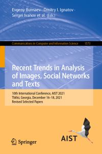 Book Cover for Recent Trends in Analysis of Images, Social Networks and Texts by AIST Conference