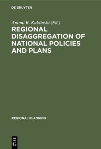 Book Cover for Regional Disaggregation of National Policies and Plans by Antoni R Kuklinski
