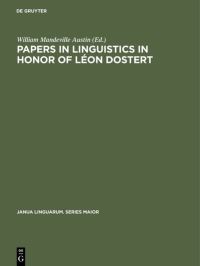 Book Cover for Papers in Linguistics in Honor of Léon Dostert by William Mandeville Austin
