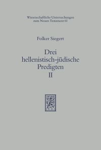 Book Cover for Drei Hellenistisch-Judische Predigten II by Folker Siegert