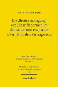 Book Cover for Die 'Berucksichtigung' Von Eingriffsnormen Im Deutschen Und Englischen Internationalen Vertragsrecht by Mathias Kuckein