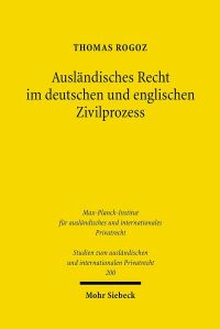 Book Cover for Auslandisches Recht Im Deutschen Und Englischen Zivilprozess by Thomas Rogoz