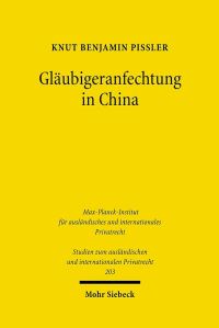 Book Cover for Glaubigeranfechtung in China by Knut Benjamin Pissler