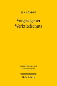 Book Cover for Vorgezogener Werktitelschutz by Jan Gorden