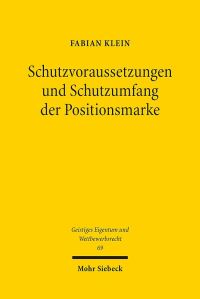Book Cover for Schutzvoraussetzungen Und Schutzumfang Der Positionsmarke by Shimon Gesundheit
