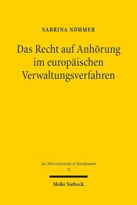 Book Cover for Das Recht Auf Anhorung Im Europaischen Verwaltungsverfahren by Sabrina Nohmer
