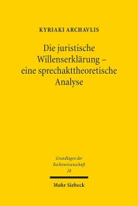 Book Cover for Die Juristische Willenserklarung - Eine Sprechakttheoretische Analyse by Carsten Backer