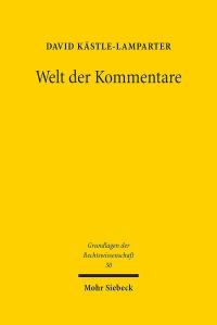 Book Cover for Welt Der Kommentare by David KastleLamparter