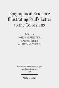 Book Cover for Epigraphical Evidence Illustrating Paul's Letter to the Colossians by Joseph Verheyden, Markus Ohler, Thomas Corsten