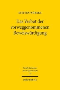 Book Cover for Das Verbot Der Vorweggenommenen Beweiswurdigung by Steffen Worner