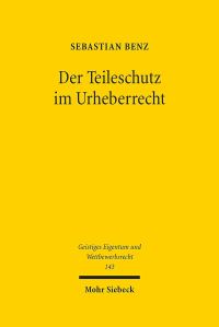Book Cover for Der Teileschutz Im Urheberrecht by Sebastian Benz