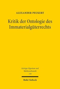 Book Cover for Kritik Der Ontologie Des Immaterialguterrechts by Alexander Peukert