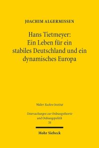Book Cover for Hans Tietmeyer: by Joachim Algermissen