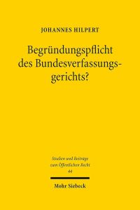 Book Cover for Begrundungspflicht Des Bundesverfassungsgerichts? by Johannes Hilpert