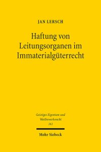 Book Cover for Haftung Von Leitungsorganen Im Immaterialguterrecht by Jan Lersch