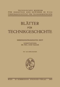 Book Cover for Blätter Für Technikgeschichte by Josef Nagler