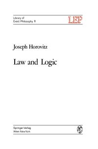 Book Cover for Law and Logic by Joseph Horovitz