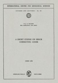 Book Cover for A Short Course on Error Correcting Codes by NJA Sloane