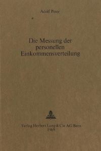 Book Cover for Die Messung Der Personellen Einkommensverteilung by Adolf Peter