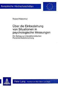 Book Cover for Uber Die Einbeziehung Von Situationen in Psychologische Messungen by Roland Wakenhut
