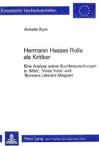 Book Cover for Hermann Hesses Rolle Als Kritiker by Annette Kym